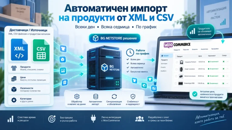 Автоматичен XML и CSV импорт на продукти в WooCommerce чрез BG NETSTORE